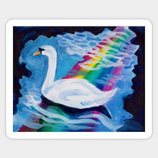 Rainbow Swan In The Dark Sticker